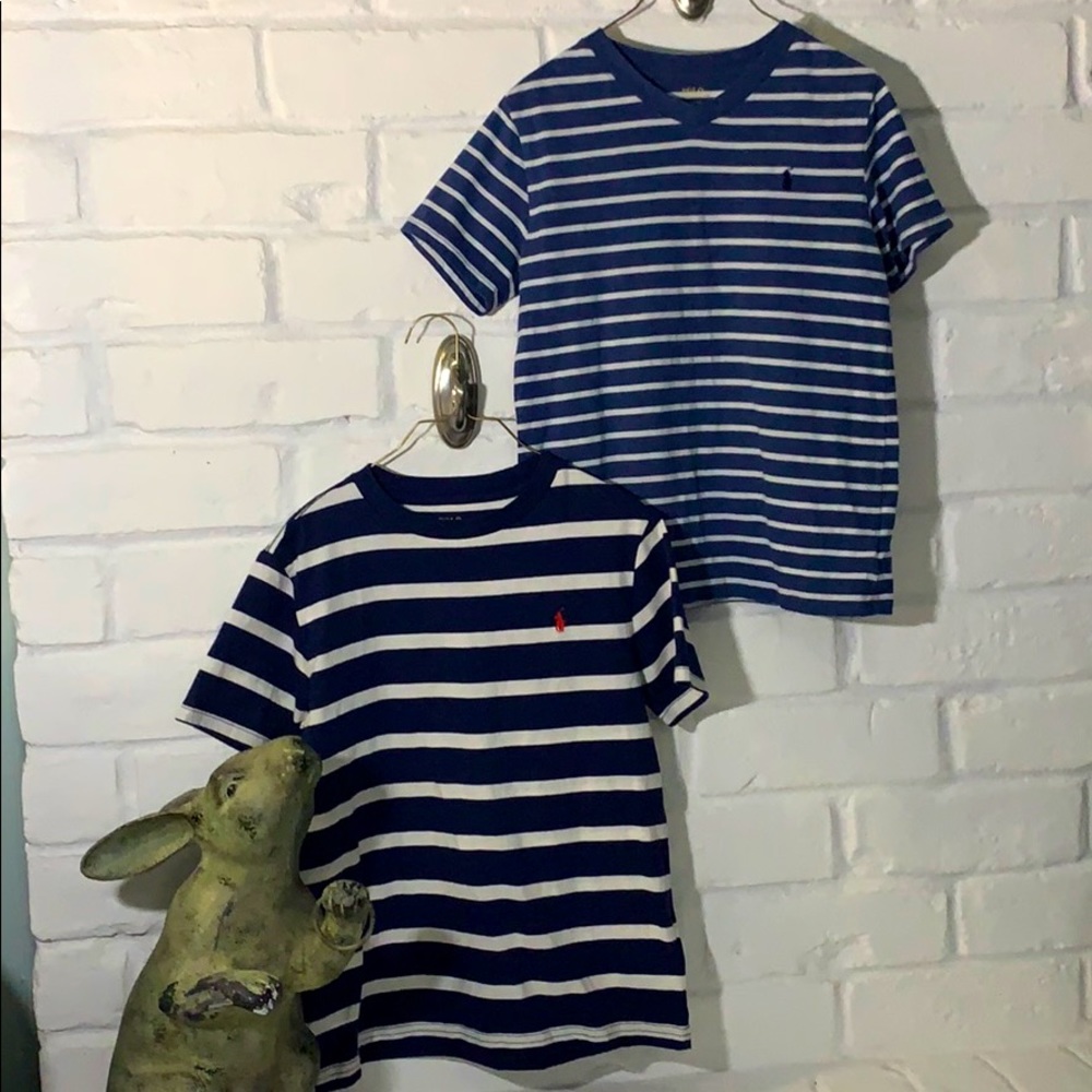 2 Shirt Lot Ralph Lauren striped size 7 boys Used